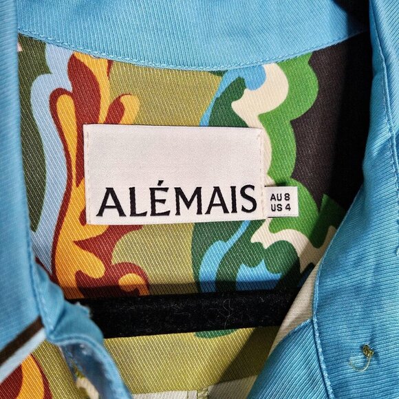 Alemais Disco Daisy Green Yellow Floral Belted Maxi Shirtdress Size AU 8 US 4 - Picture 6 of 16